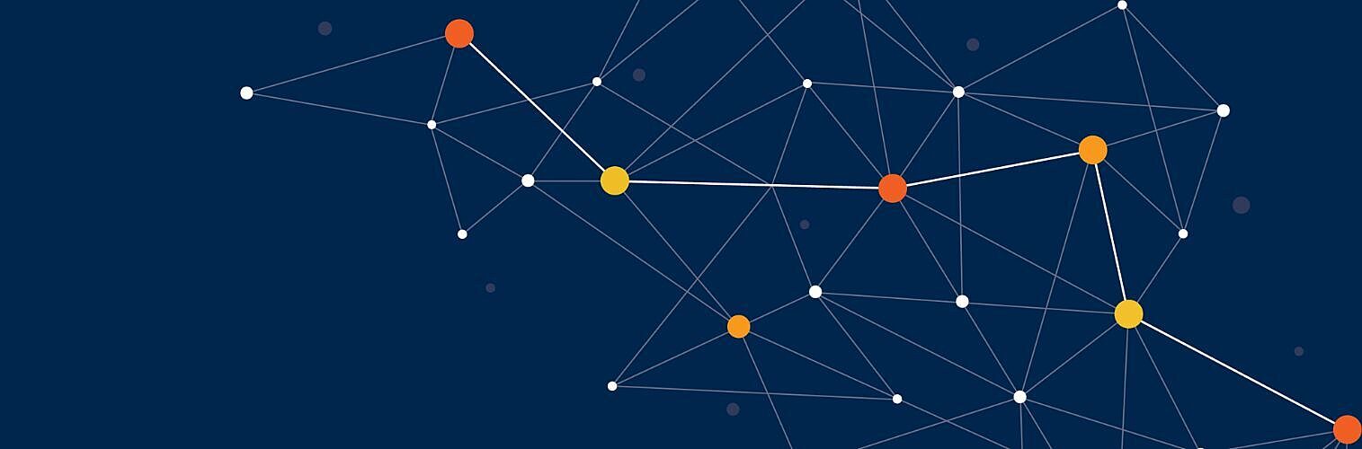 Nous Data Insights branding showing interlinked dots on navy background